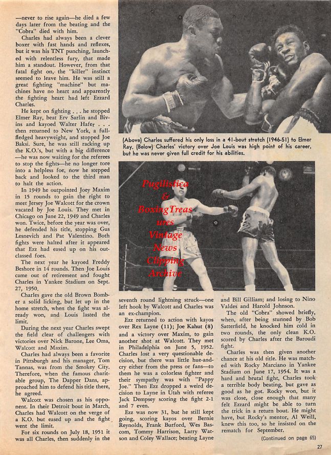 Boxing News Clipping #1422 - Amos Johnson, Ezzard Charles vs. Elmer Ray and Joe Louis