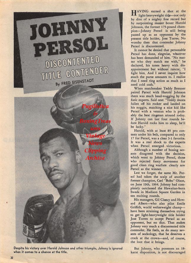 Boxing News Clipping #1424 - Johnny Persol, Joey Orbillo
