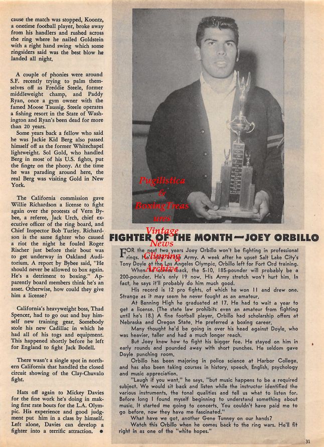 Boxing News Clipping #1424 - Johnny Persol, Joey Orbillo