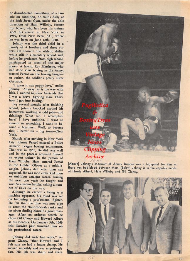Boxing News Clipping #1425 - Johnny Persol vs. Jimmy Dupree and Allen Thomas