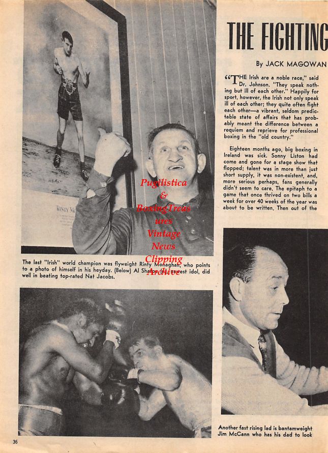 Boxing News Clipping #1426 - Rinty Monaghan, Al Sharpe vs. Nat Jacobs, Terry Downes, Billy Walker