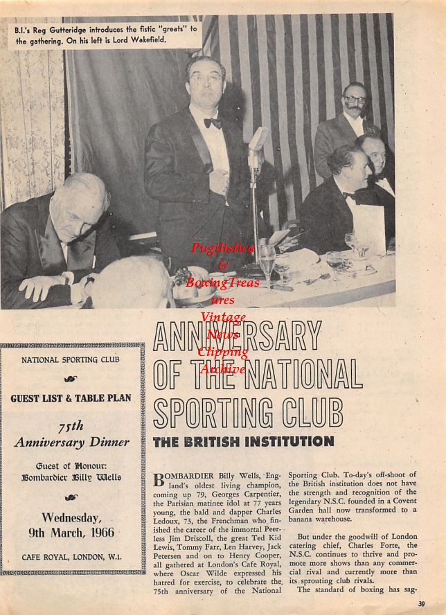 Boxing News Clipping #1427 - Reg Gutteridge, Lord Wakefield, Charles LeDoux