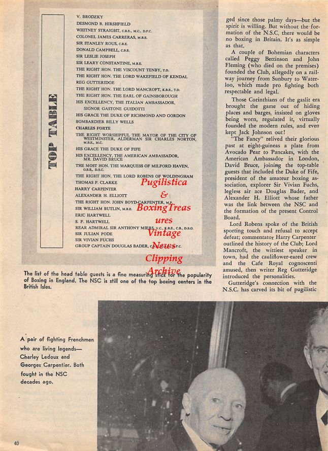 Boxing News Clipping #1427 - Reg Gutteridge, Lord Wakefield, Charles LeDoux