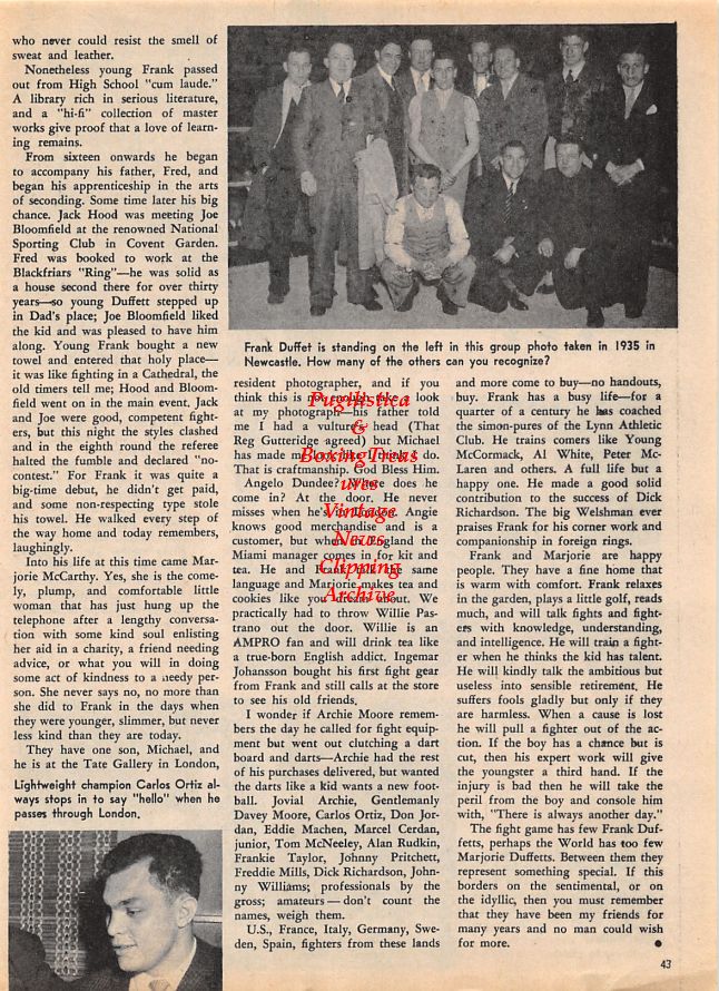 Boxing News Clipping #1429 - The Laud Brothers of St. Ives, Dick Richardson, Keith Tate, Johnny Pritchett, Terry Spinks, Alan Rudkin, Billy Walker, Frank Duffet, Carlos Ortiz