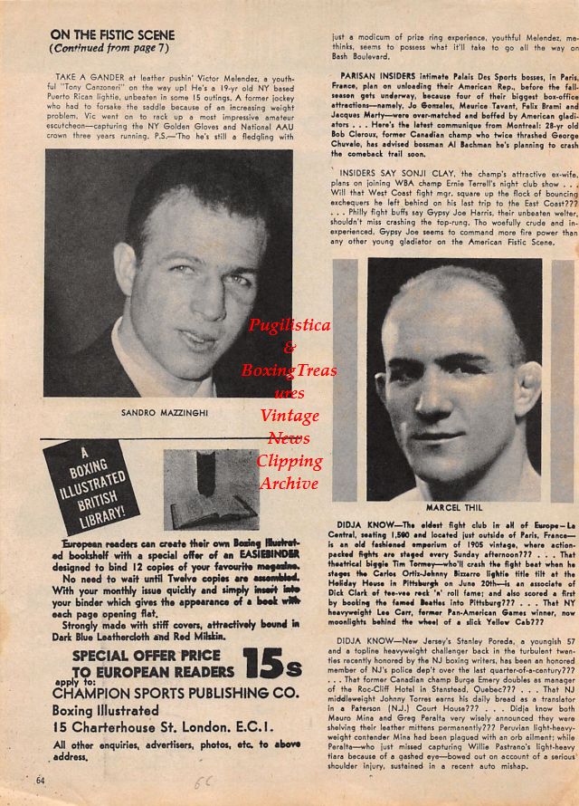 Boxing News Clipping #1432 - Sandro Mazzinghi, Marcel Thil