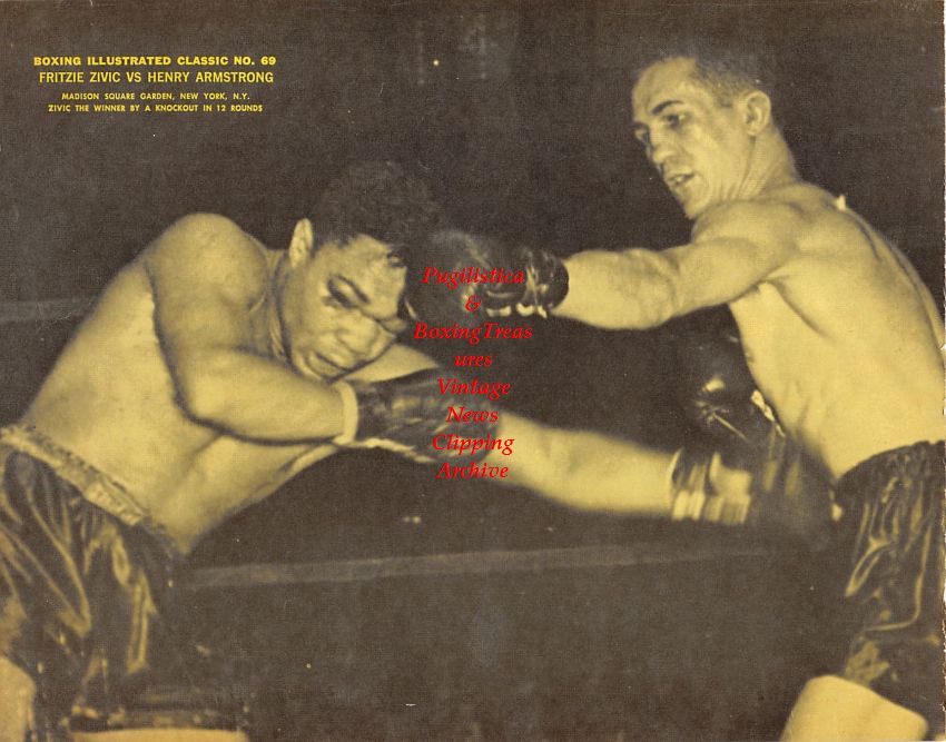 Boxing News Clipping #1434 - Henry Armstrong vs. Fritzie Zivic, Muhammad Ali, Boone Kirkman, Manuel Ramos, Eduardo Corletti, Joe Frazier