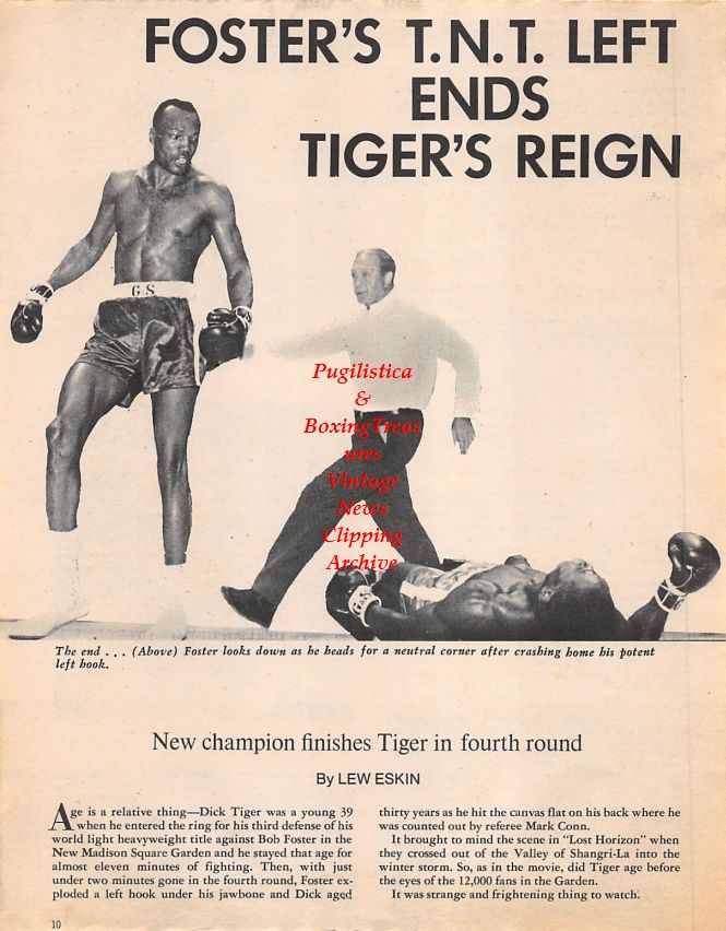Boxing News Clipping #1436 - Bob Foster vs. Dick Tiger, Sonny Bossman Jones, Billy Soose