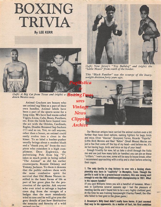 Boxing News Clipping #1443 - Alan Rudkin vs. Walter McGowan, Cleveland Williams, Lauro Salas, Mickey Walker, Harry Wills