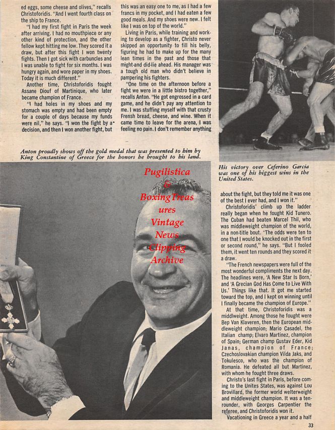 Boxing News Clipping #1448 - Anton Christoforidis, Ceferino Garcia, Lou Brouillard