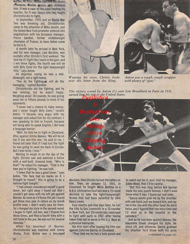 Boxing News Clipping #1448 - Anton Christoforidis, Ceferino Garcia, Lou Brouillard