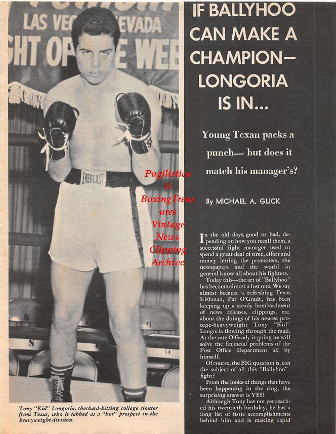 Boxing News Clipping #1449 - Tony Longoria, Pat O'Grady, Willie Earls