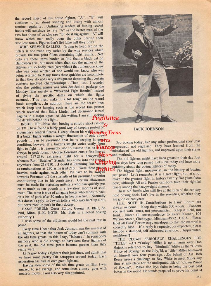 Boxing News Clipping #145 - Jack Johnson