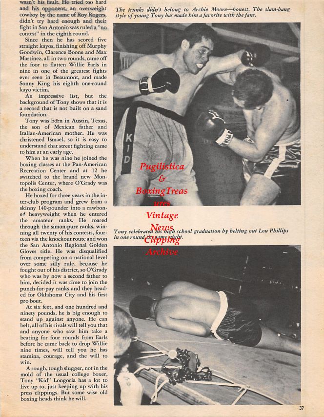 Boxing News Clipping #1450 - Tony Longoria vs. Lou Phillips, Tony Zale vs. Rocky Graziano