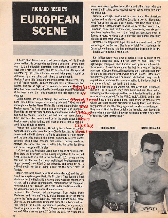 Boxing News Clipping #1457 - John McCluskey, Ould Makloufi, Carmelo Massa