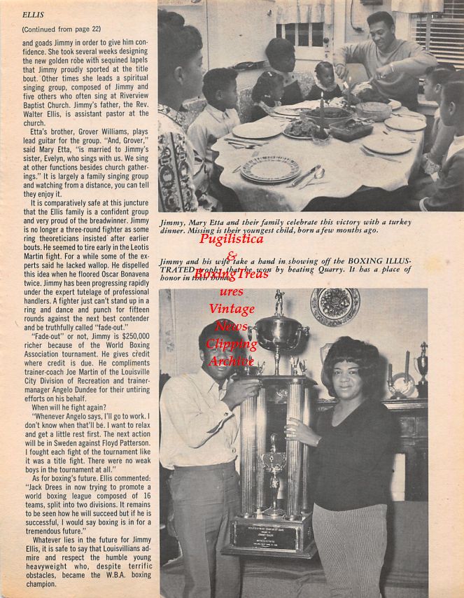 Boxing News Clipping #1458 - Jimmy Ellis and Family, Tami Mauriello