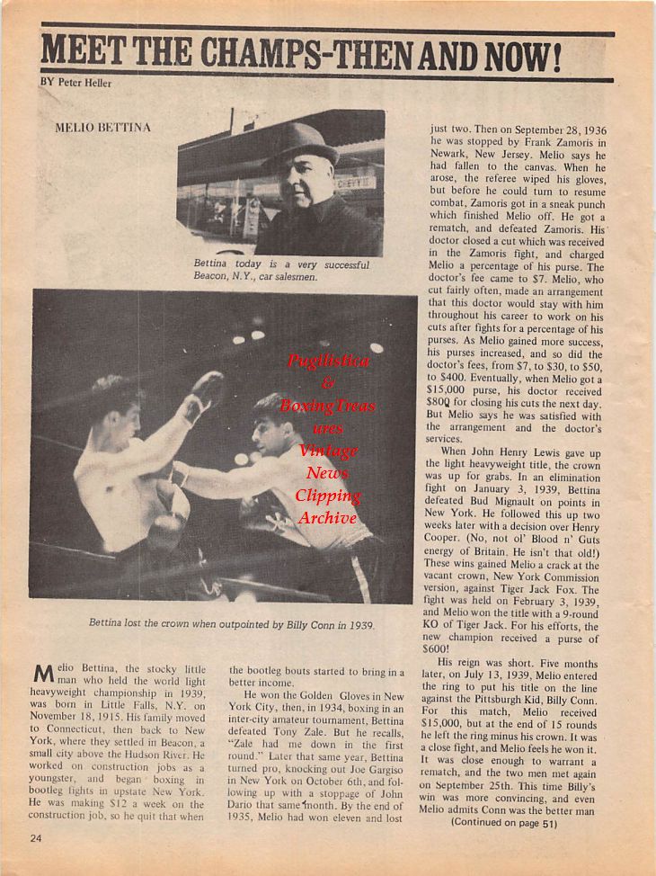 Boxing News Clipping #146 - Emile Griffith vs. Max Cohen, Melio Bettina
