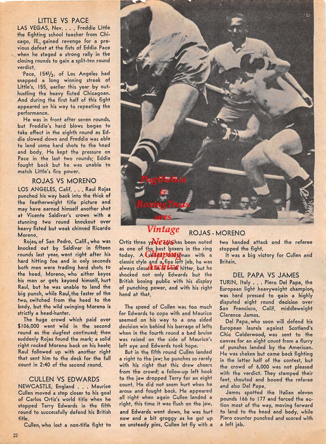 Boxing News Clipping #1469 - Flash Elorde vs. Yoshiaki Numata, Raul Rojas vs. Ricardo Moreno