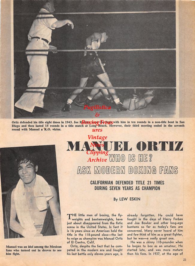 Boxing News Clipping #1470 - Manuel Ortiz, Joe Robleto, David Kui Kong Young, Ray Luna