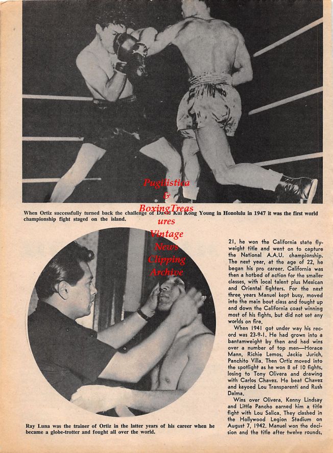 Boxing News Clipping #1470 - Manuel Ortiz, Joe Robleto, David Kui Kong Young, Ray Luna