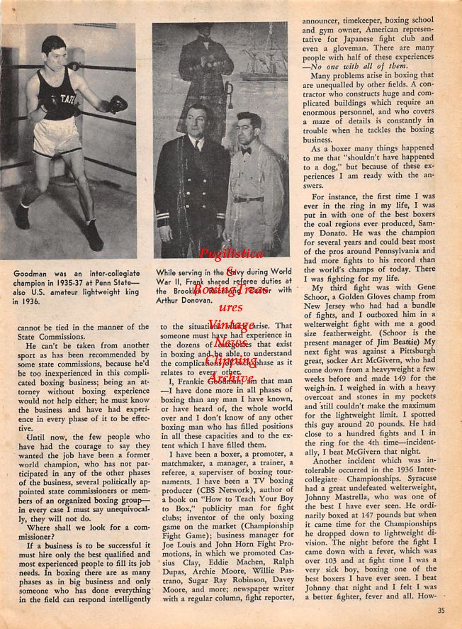 Boxing News Clipping #1476 - Frankie Goodman, Arthur Donovan, Penn State Boxing Team, Suey Welch