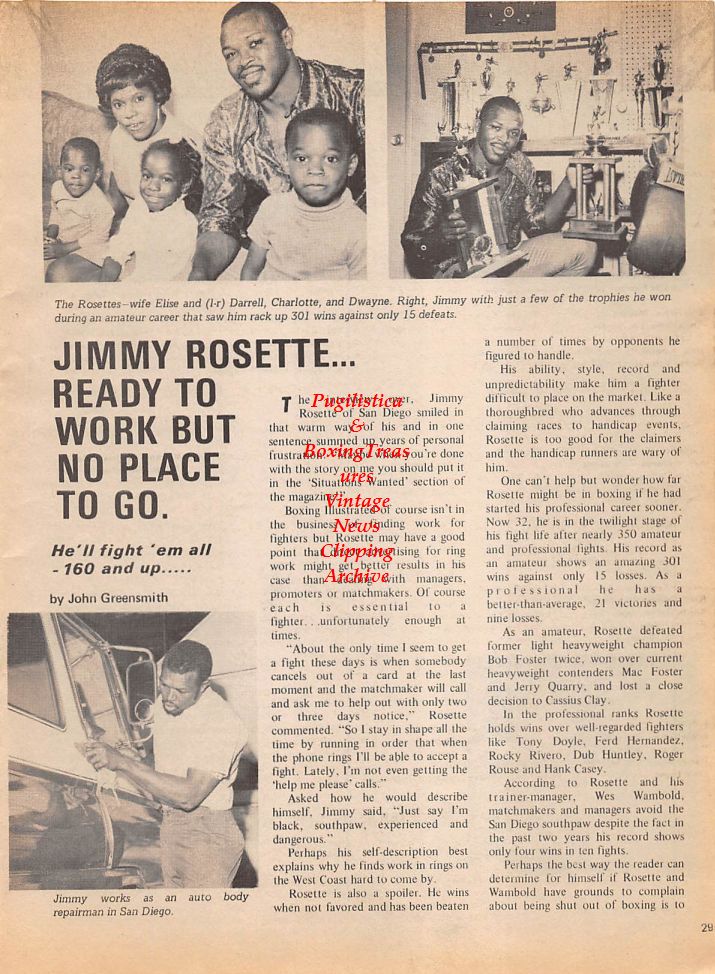 Boxing News Clipping #148 - Jimmy Rosette, Joe Louis, Ryan O'Neal