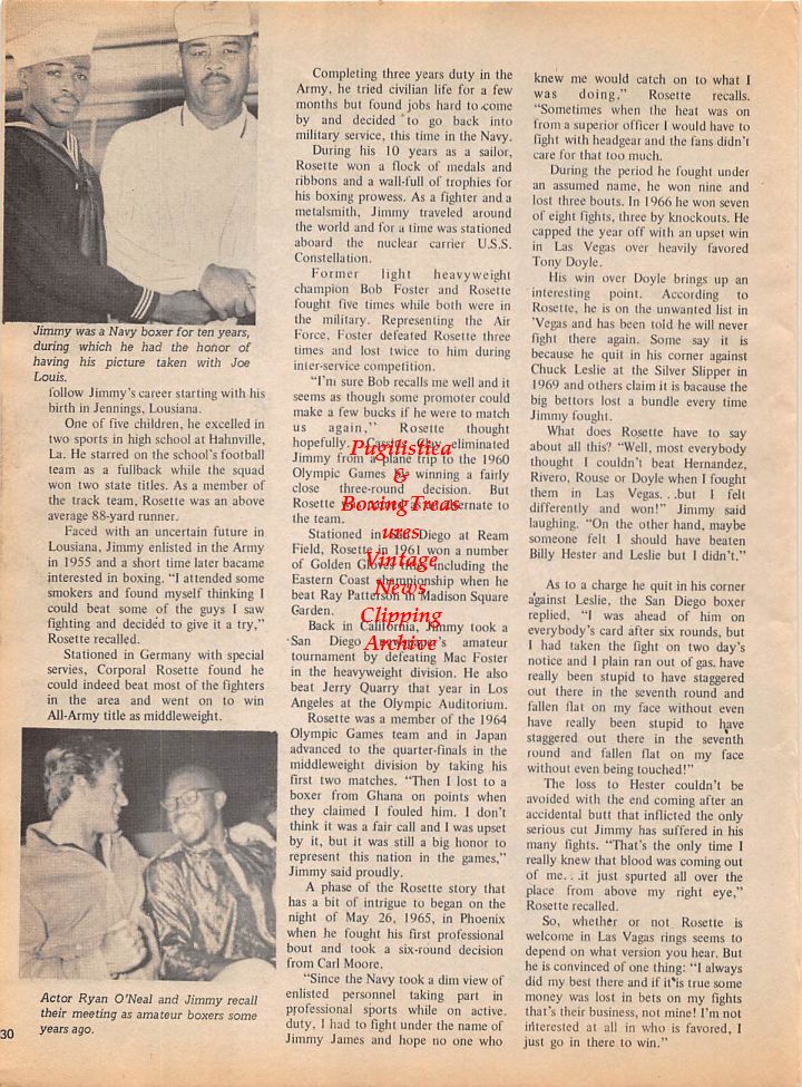 Boxing News Clipping #148 - Jimmy Rosette, Joe Louis, Ryan O'Neal