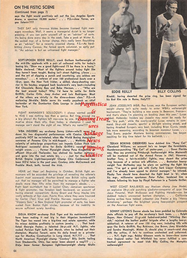 Boxing News Clipping #1485 - Eddie Reilly, Billy Collins