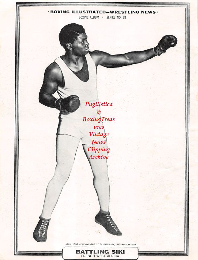 Boxing News Clipping #1487 - Battling Siki pin-up, Sugar Ray Robinson vs. Gene Fullmer, Terry Downes vs. Paul Pender, Archie Moore vs. Giulio Rinaldi, Ingemar Johansson vs. Floyd Patterson