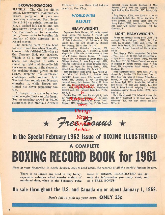 Boxing News Clipping #1489 - Eddie Machen vs. Brian London, Jorge Fernandez vs. Cecil Shorts