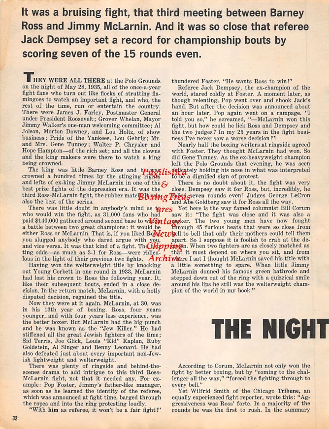 Boxing News Clipping #1496 - Howard Winstone vs. Terry Spinks, Carlos Ortiz vs. Duilio Loi, Gene Fullmer vs. Florentino Fernandez, Eddie Cotton vs. Harold Johnson
