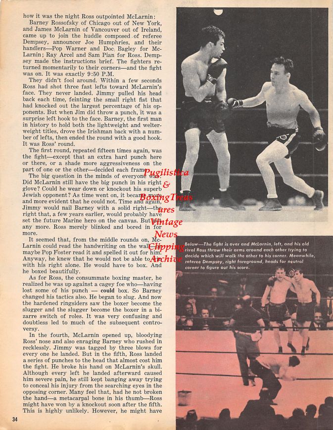 Boxing News Clipping #1497 - Barney Ross vs. Jimmy McLarnin, Jack Dempsey