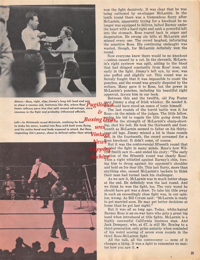 Boxing News Clipping #1498 - Max Baer vs. Max Schmeling, Barney Ross vs. Jimmy McLarnin