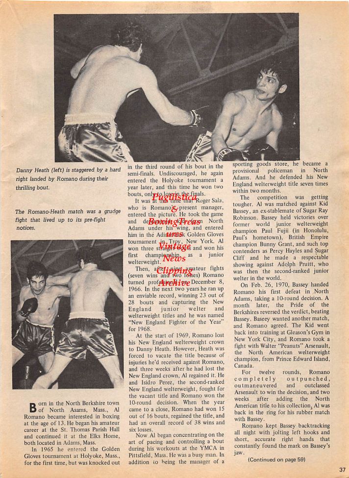 Boxing News Clipping #150 - Al Romano vs. Danny Heath, Harry Grossmith