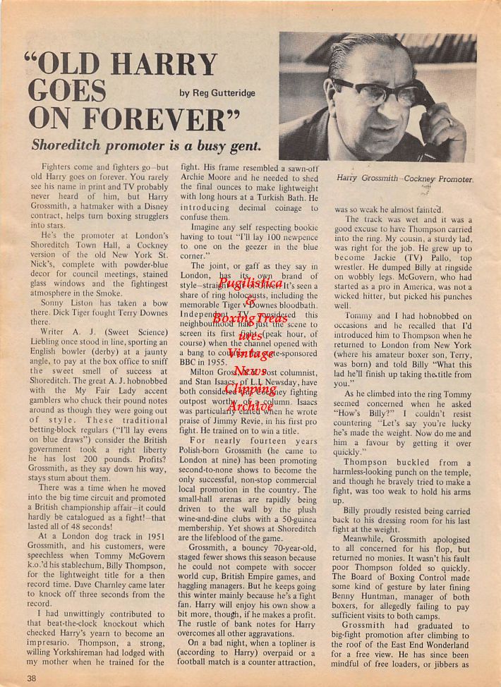 Boxing News Clipping #150 - Al Romano vs. Danny Heath, Harry Grossmith