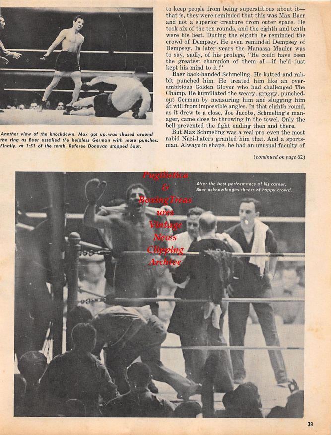 Boxing News Clipping #1500 - Max Baer vs. Max Schmeling, Pancho Villa