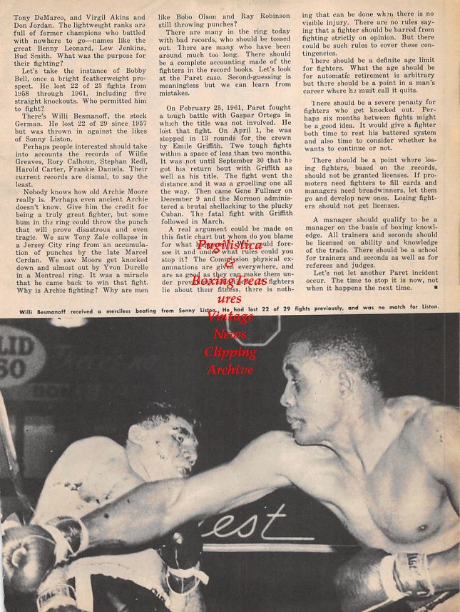 Boxing News Clipping #1510 - Sonny Liston vs. Willi Besmanoff