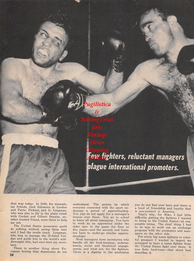 Boxing News Clipping #1512 - Randy Turpin vs. Sugar Ray Robinson, Marcel Cerdan vs. Jake LaMotta
