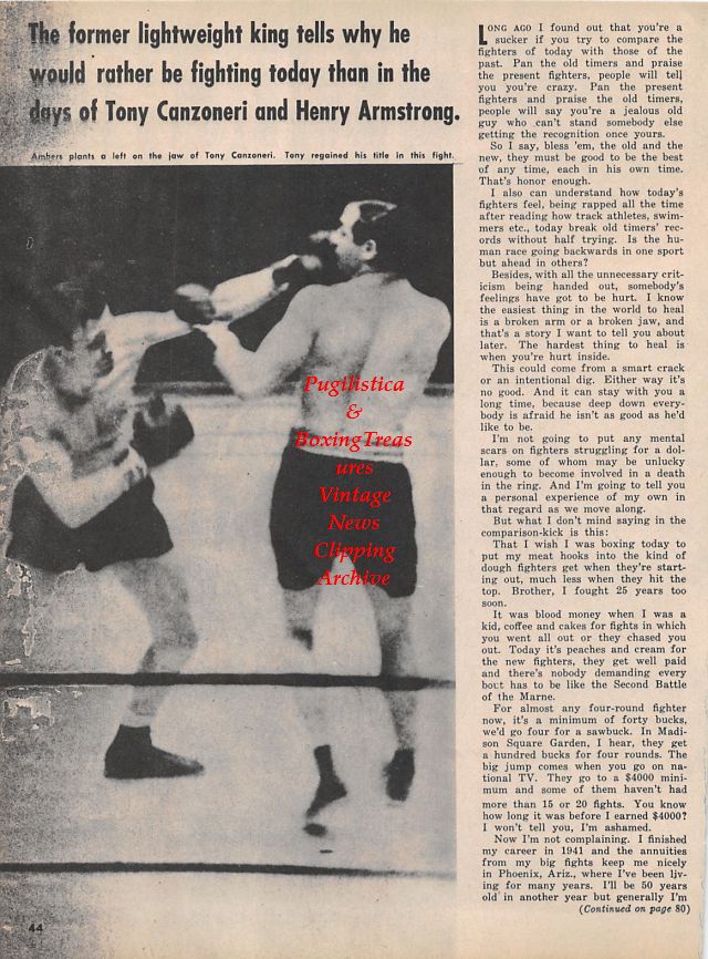 Boxing News Clipping #1517 - Lou Ambers, Tony Canzoneri