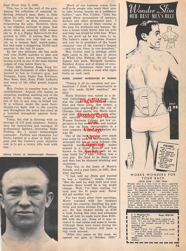 Boxing News Clipping #1519 - Johnny Coulon, Eddie Perkins, Tommy Honan