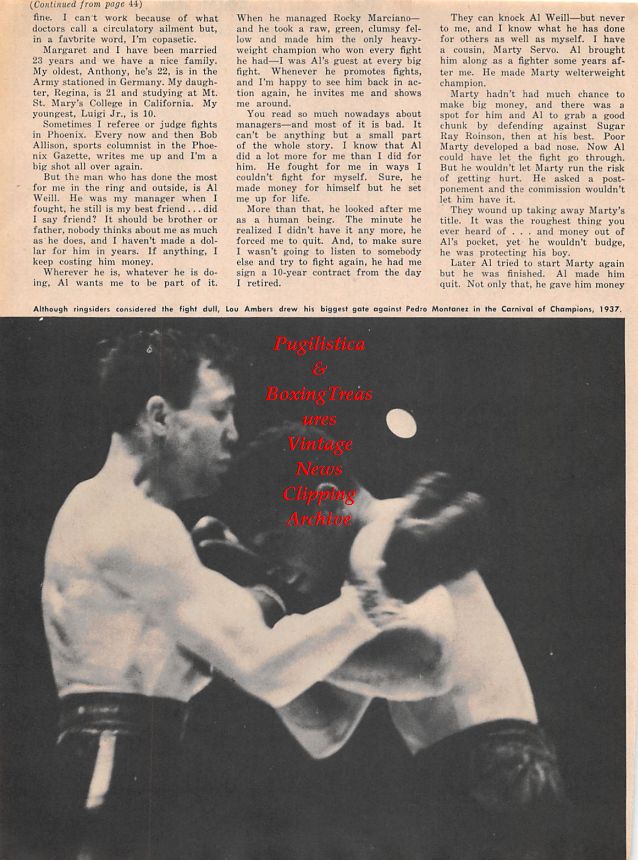 Boxing News Clipping #1521 - Lou Ambers vs. Pedro Montanez