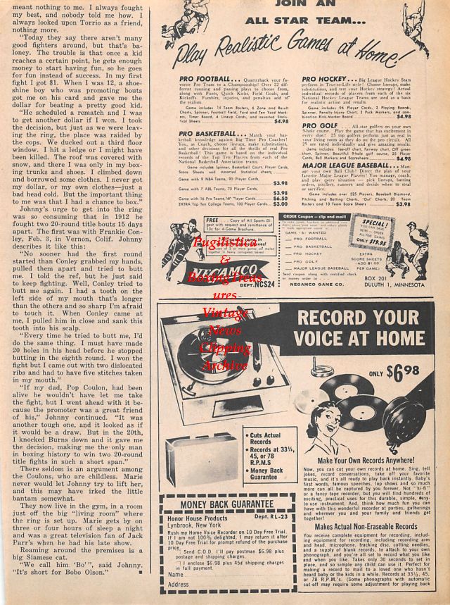 Boxing News Clipping #1521 - Lou Ambers vs. Pedro Montanez