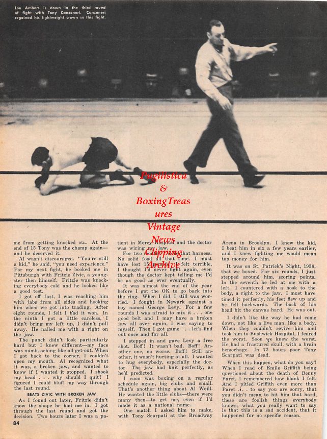 Boxing News Clipping #1523 - Lou Ambers vs. Tony Canzoneri