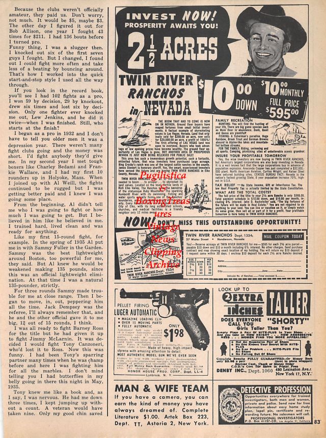 Boxing News Clipping #1523 - Lou Ambers vs. Tony Canzoneri