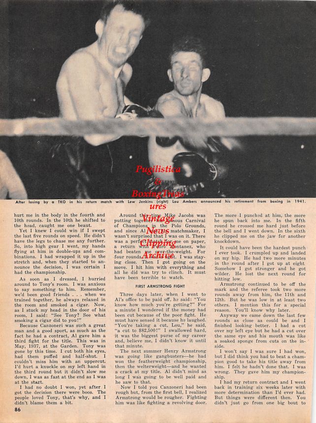 Boxing News Clipping #1524 - Lou Ambers vs. Lew Jenkins