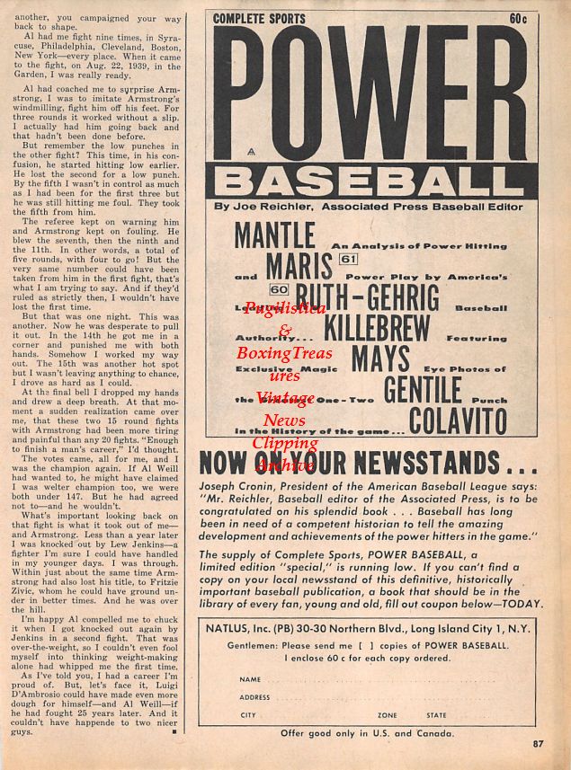 Boxing News Clipping #1525 - Barney Ross vs. Jimmy McLarnin