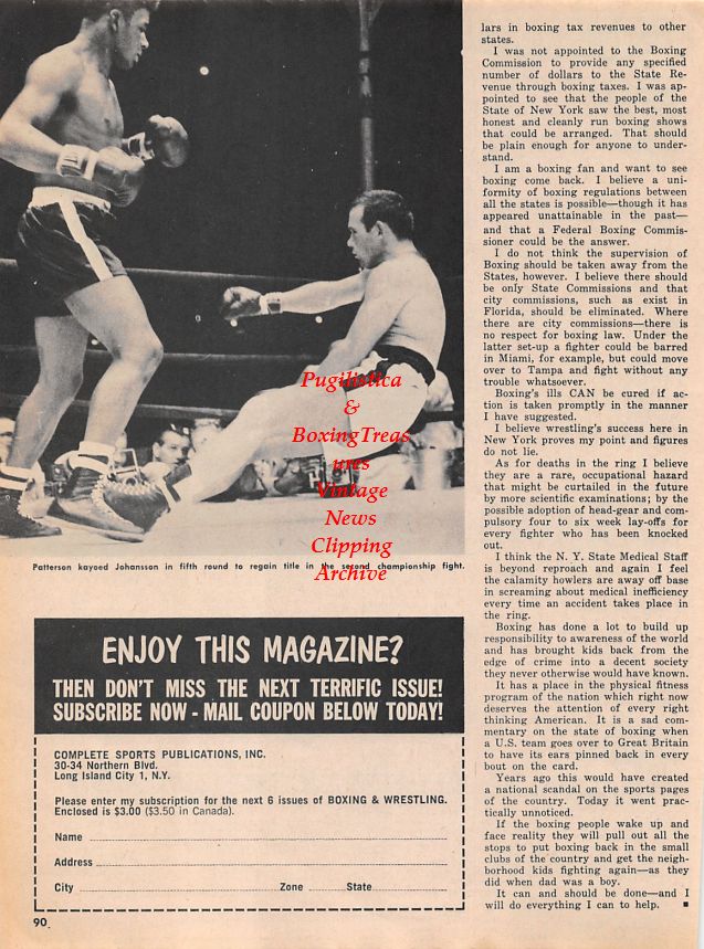 Boxing News Clipping #1526 - Floyd Patterson vs. Ingemar Johansson II