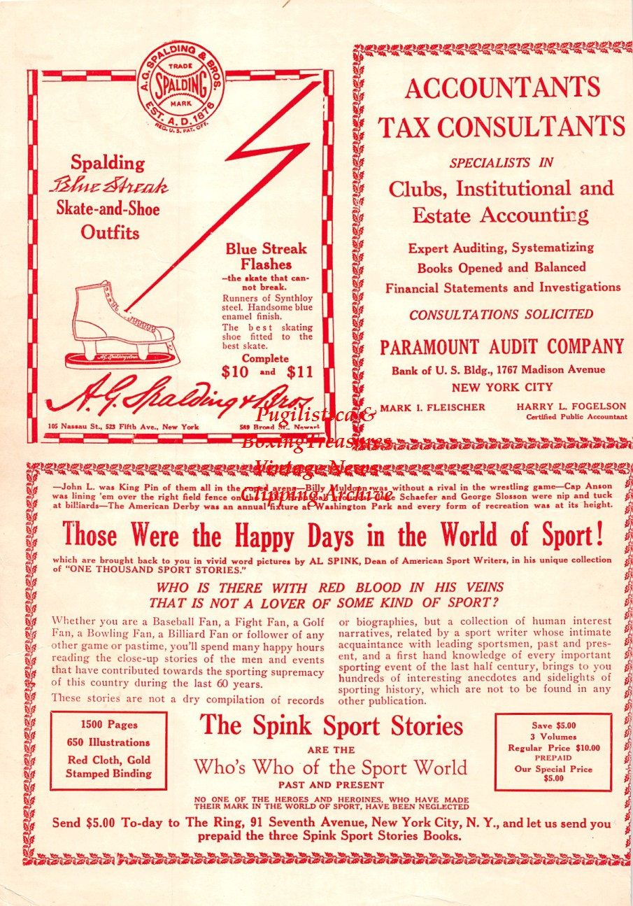 Boxing News Clipping #1529 - Tommy Gibbons, Sammy Mandell
