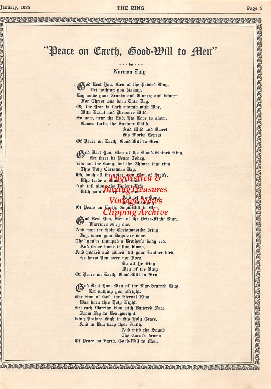 Boxing News Clipping #1530 - Boxing Christmas Poem by Norman Daly