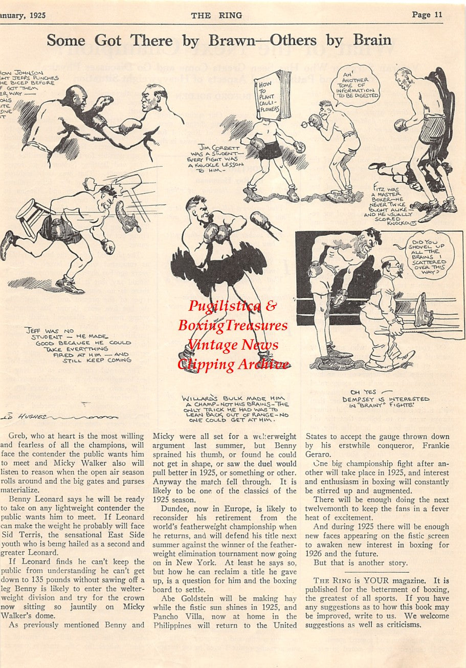 Boxing News Clipping #1531 - Jack Johnson, Jim Jeffries, Jess Willard, Jim Corbett, Jack Dempsey, Bob Fitzsimmons