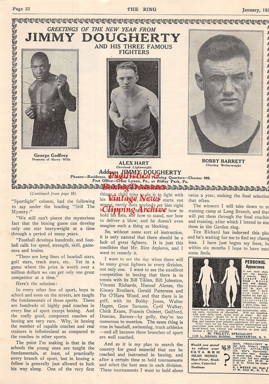 Boxing News Clipping #1534 - George Godfrey, Alex Hart, Bobby Barrett